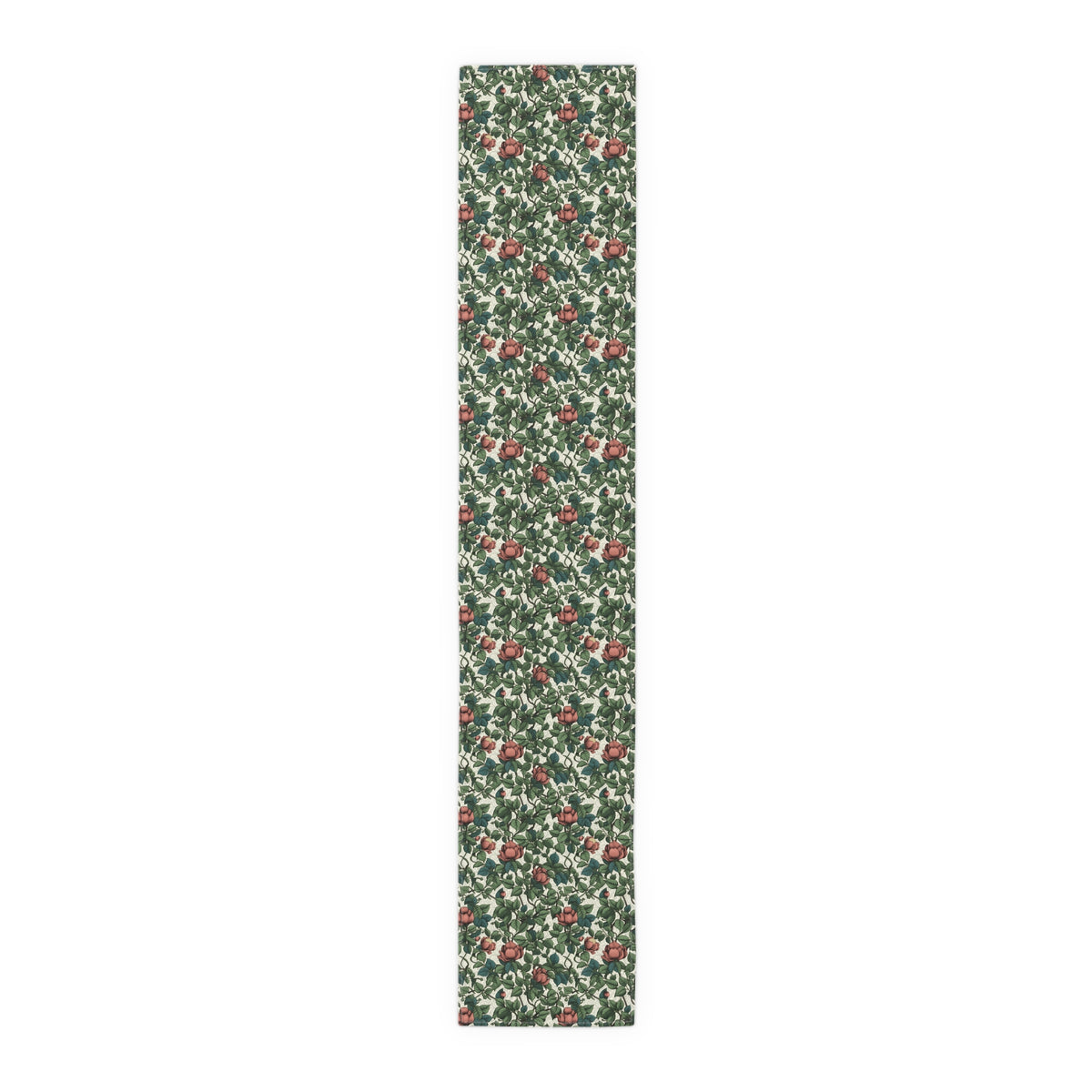 Classic Red Rose & Vine Table Runner - Cotton Twill - Available in 2 sizes: 16" x 72" and 16" x 90".