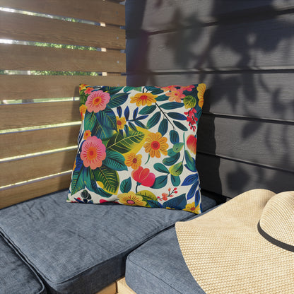 Blossom Bliss Square Outdoor Pillow - Spun Polyester - Double-Sided Print - UV-Resistant - Water-Resistant - Available in 3 sizes.
