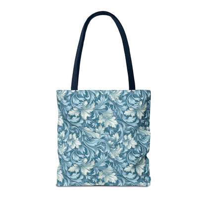 Soft Blue Leaf Tapestry Tote Bag - Leaf Through History with Every Carry! Available in 3 sizes.