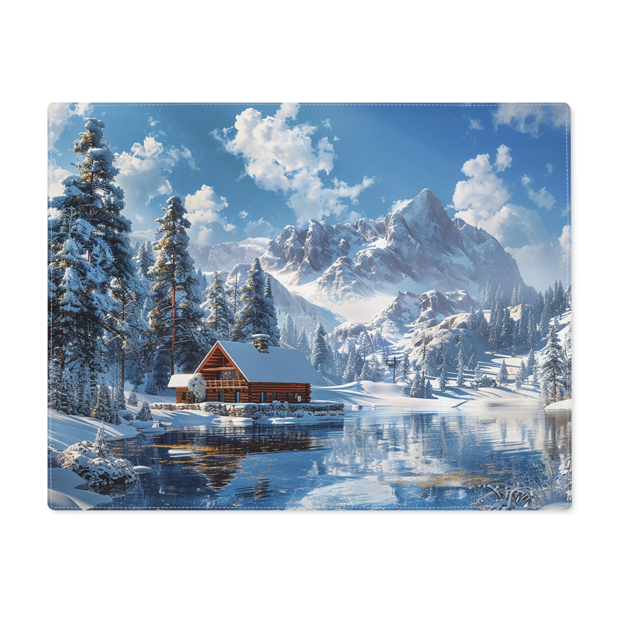 Winter Wonderland Retreat Placemat - Dine in the Serenity of Snow-Capped Splendor! Cotton Twill - 18" x 14"