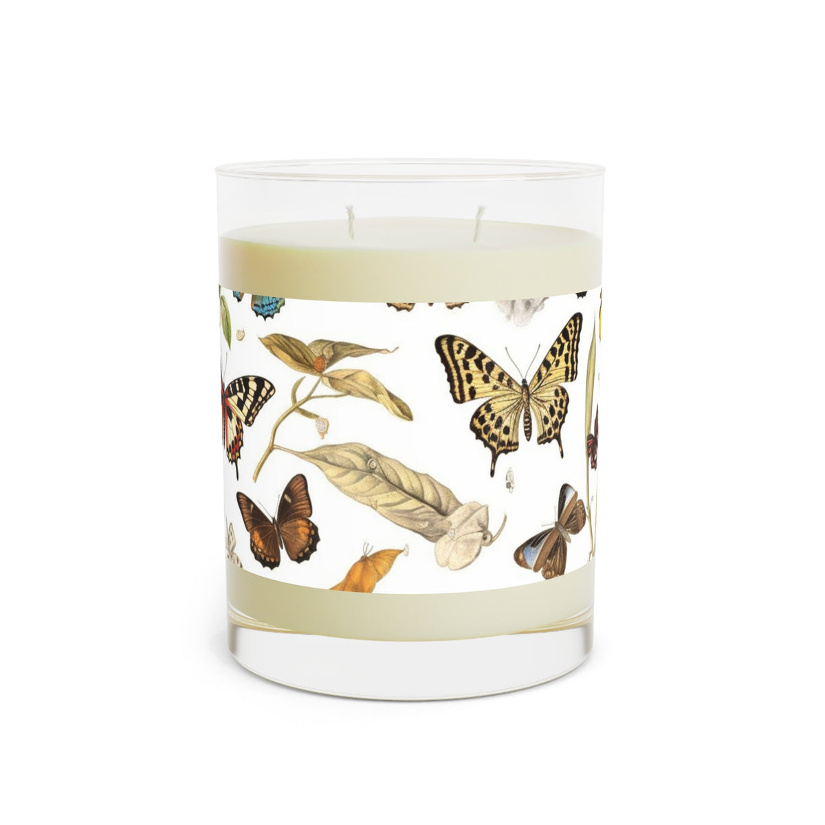 Botanical Butterflies 100% Soy Wax Scented Candle - 11 oz. Full-Glass, Phthalate-Free & Lead-Free - Three Fragrance Options