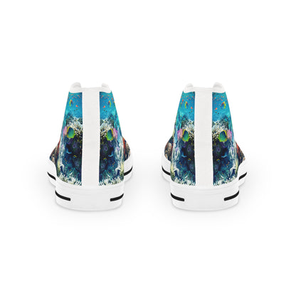 Coral Gaze Men's High Top Sneakers - Journey Below and Beyond – Where Sea Meets Shore!