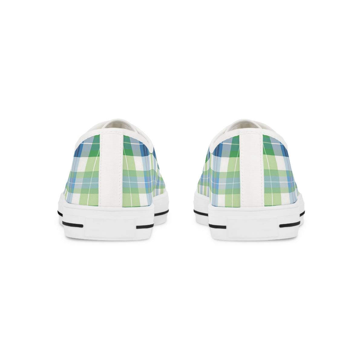 Spring Mist Plaid Men's Low Top Sneakers - Step Boldly into Spring – Where Classic Plaid Meets Modern Energy!