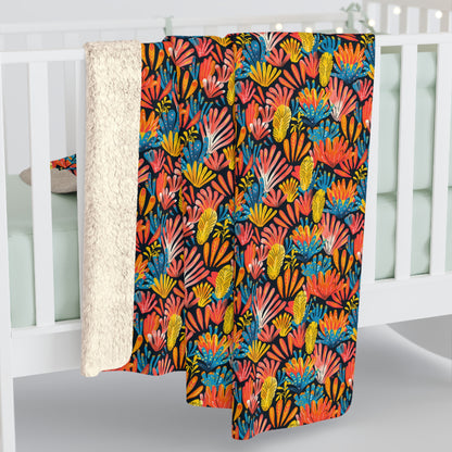 Coral Plume Sherpa Fleece Blanket - Wrap Up in Whimsy - Dive into Cozy Coral Comfort! Available in 2 sizes.