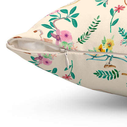 Spring Bicycle Square Throw Pillow - Spun Polyester - Double-Sided Print - Concealed Zipper - Available in 7 Sizes