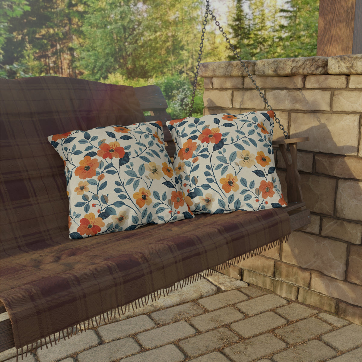 Amber Breeze Square Outdoor Pillow - Spun Polyester - Double-Sided Print - UV-Resistant - Water-Resistant - Available in 3 sizes.