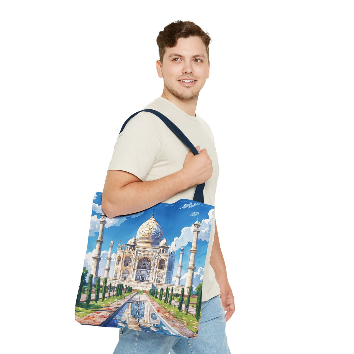 Majestic Taj Mahal Reflection Tote Bag - Carry the Splendor of the Taj Wherever You Go! Available in 3 sizes.