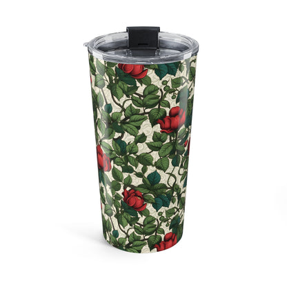 Classic Red Rose & Vine Insulated Tumbler - 20 oz. Stainless Steel, Glossy Finish