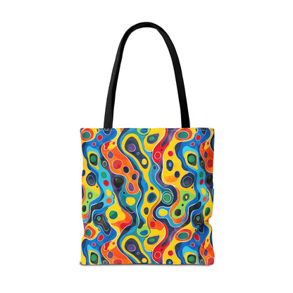 Groovy Splash Tote Bag - Unleash Your Inner Groove with a Splash of Color! Available in 3 sizes.