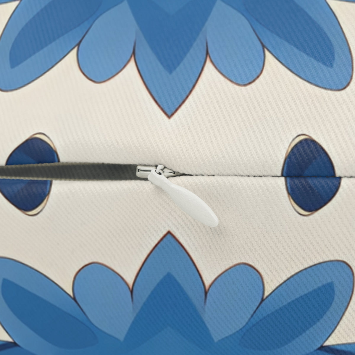 Blue Spanish Tile Lumbar Pillow - Spun Polyester - Double-Sided Print - Concealed Zipper - 20" x 14"