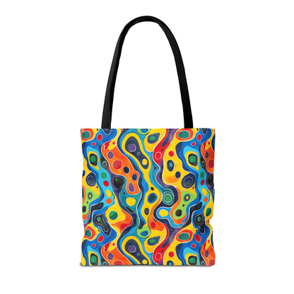 Groovy Splash Tote Bag - Unleash Your Inner Groove with a Splash of Color! Available in 3 sizes.