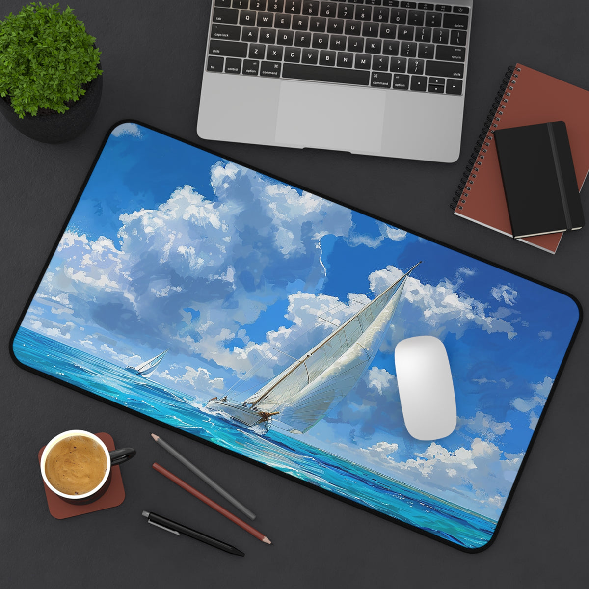 Ocean Breeze Sailing Desk Mat (Desk Pad) - Set Sail on Your Desk - Navigate Through Tasks with Ease! Available in 3 sizes.