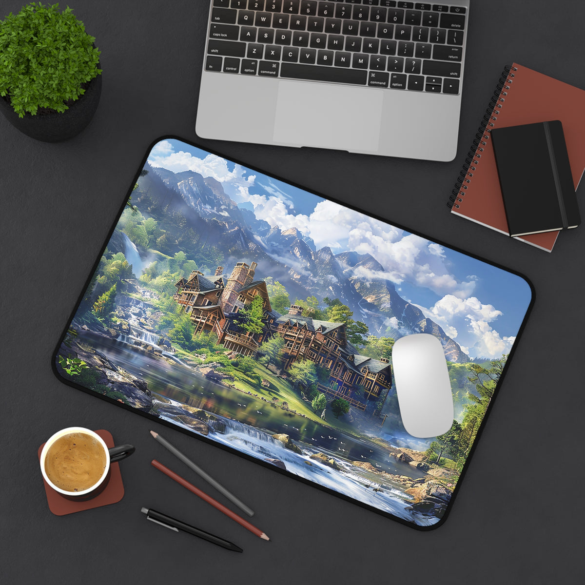 Grand Mountain Lodge Desk Mat (Desk Pad) - Luxury and Nature Unite at Your Desk! Available in 3 sizes.