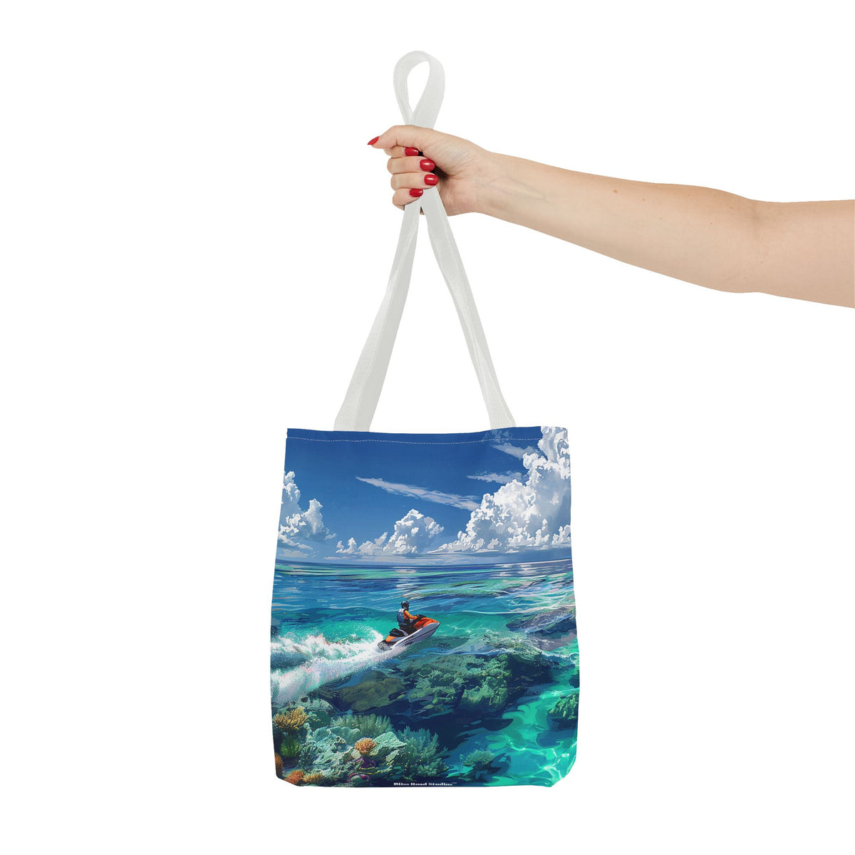 Jet Ski Tropical Paradise Tote Bag - Carry the Coastline - Where Adventure Meets Accessories! Available in 3 sizes.