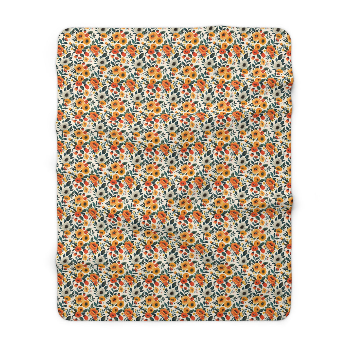 Golden Bloom Harmony Sherpa Fleece Blanket - Curl Up in Comfort - Bright Blooms for Blissful Days! Available in 2 sizes.