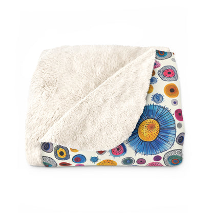 Primordial Desert Life Sherpa Fleece Blanket - Embrace the Enigma: Primordial Desert Life - Wrap Yourself in the Mysteries of the Microscope! Available in 2 sizes.