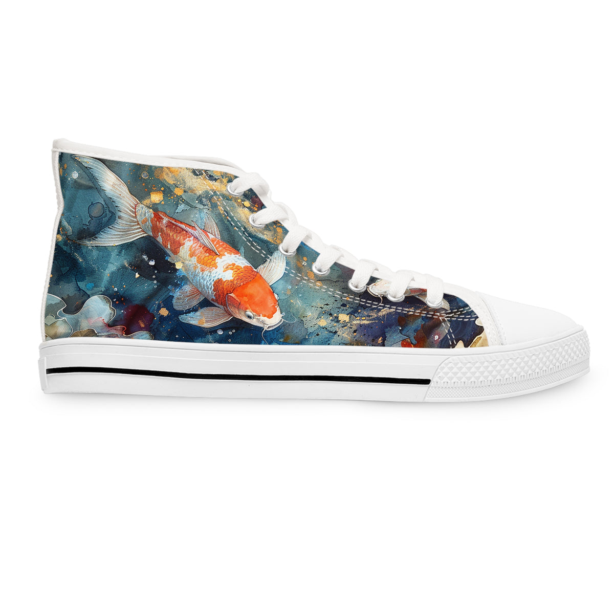 Serene Koi Pond Ladies' High Top Sneakers - Step into Calm – Where Art and Serenity Flow Together!