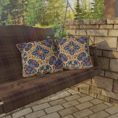 Moorish Elegance Square Outdoor Pillow - Spun Polyester - Double-Sided Print - UV-Resistant - Water-Resistant - Available in 3 sizes.