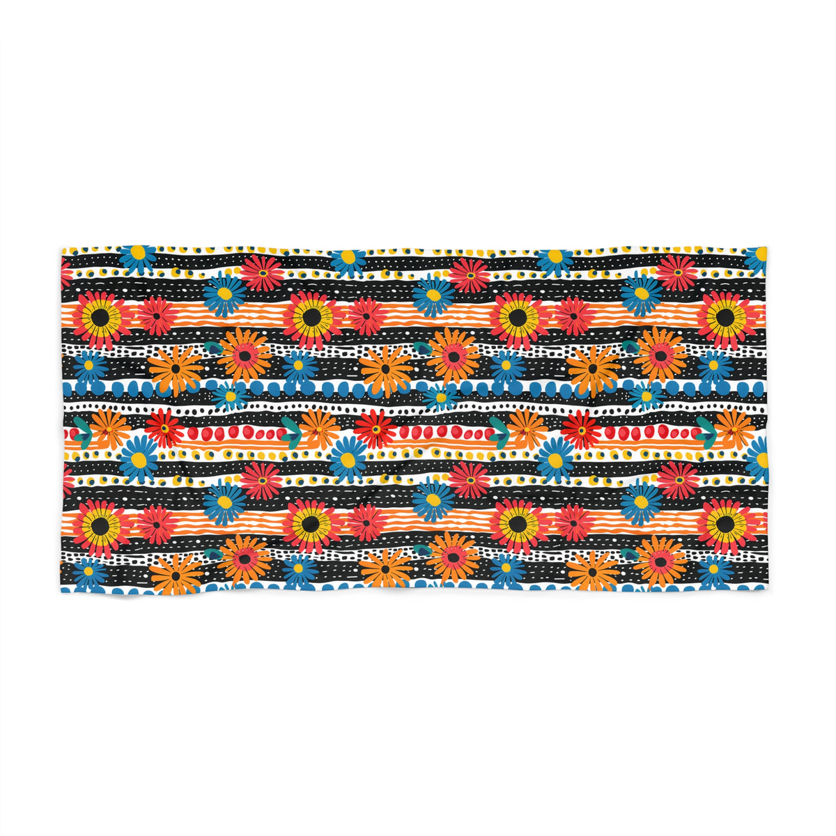 Striped Daisy Play Luxurious Beach Towel - Wrap Yourself in Artful Bliss! Available in 2 sizes.