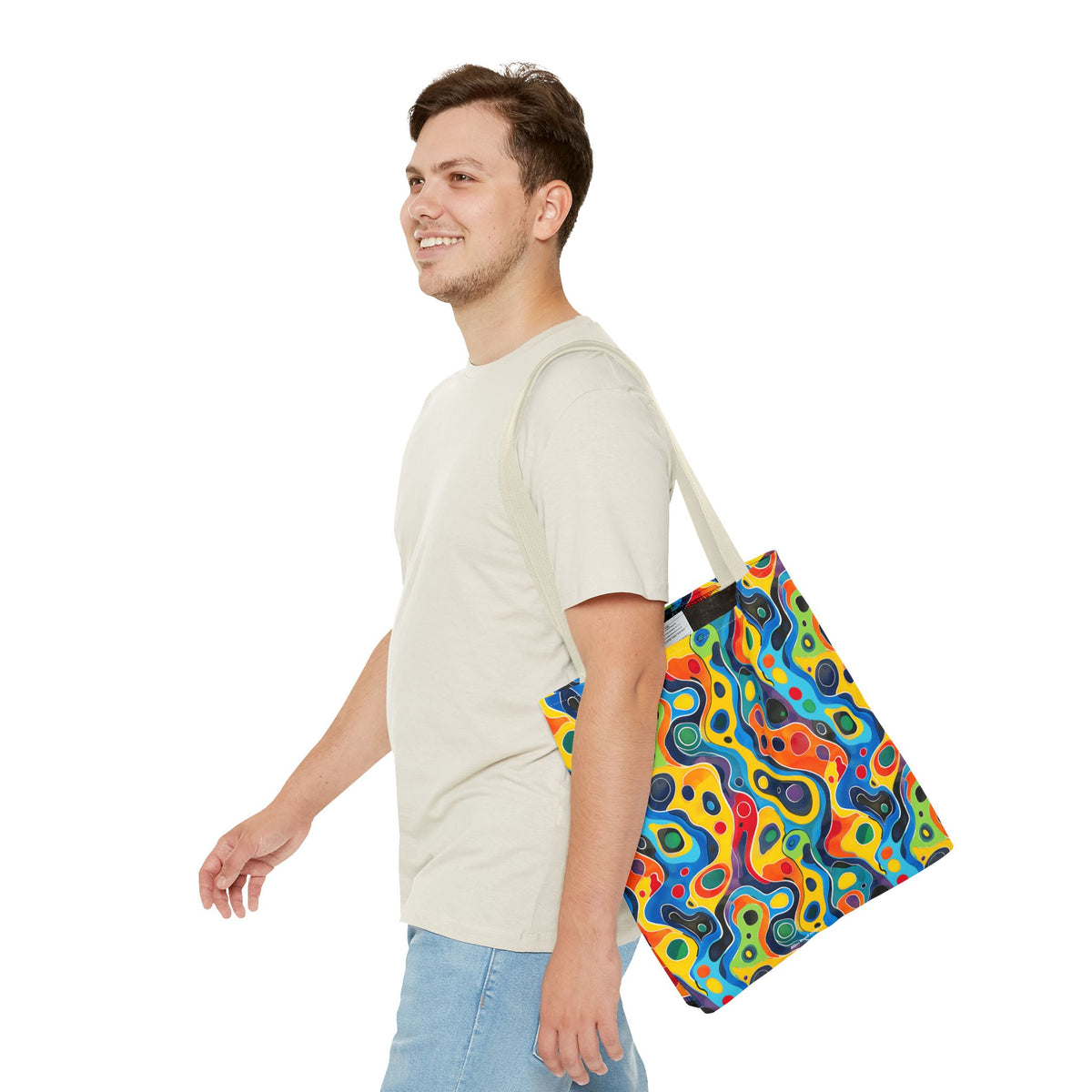 Groovy Splash Tote Bag - Unleash Your Inner Groove with a Splash of Color! Available in 3 sizes.