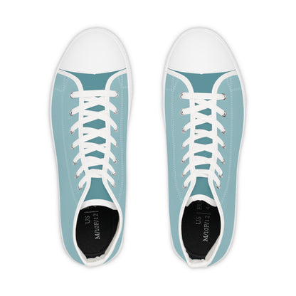 Glacial Ocean Men's Two-Tone High Top Sneakers - Step Into Arctic Cool – Where Pristine Ice Meets Ocean Depth!