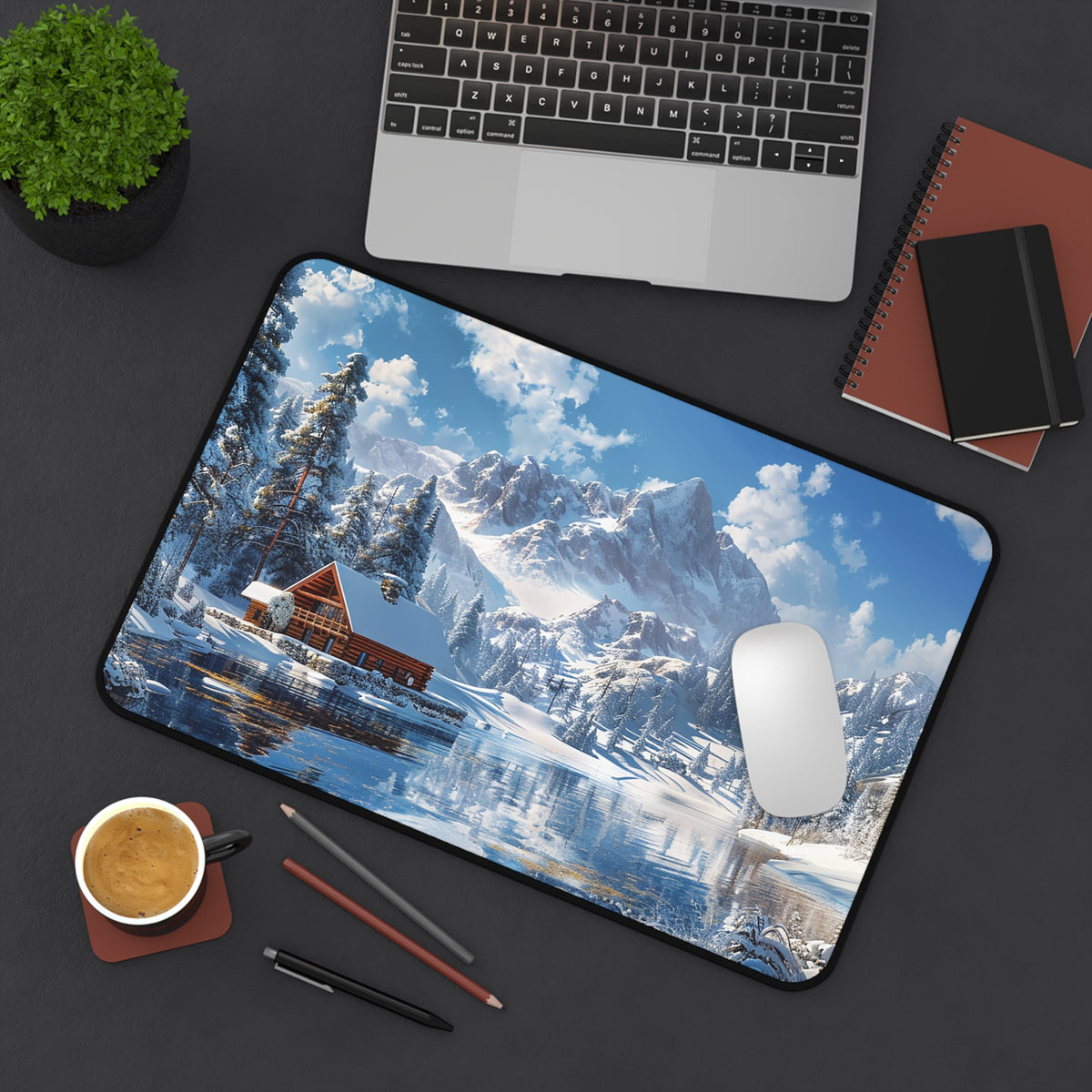 Winter Wonderland Retreat Desk Mat (Desk Pad) - Escape to a Winter Wonderland with Every Task! Available in 3 sizes.