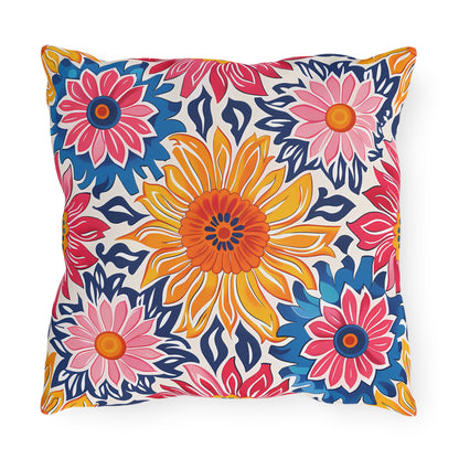 Sunsplash Petals Square Outdoor Pillow - Spun Polyester - Double-Sided Print - UV-Resistant - Water-Resistant - Available in 3 sizes.