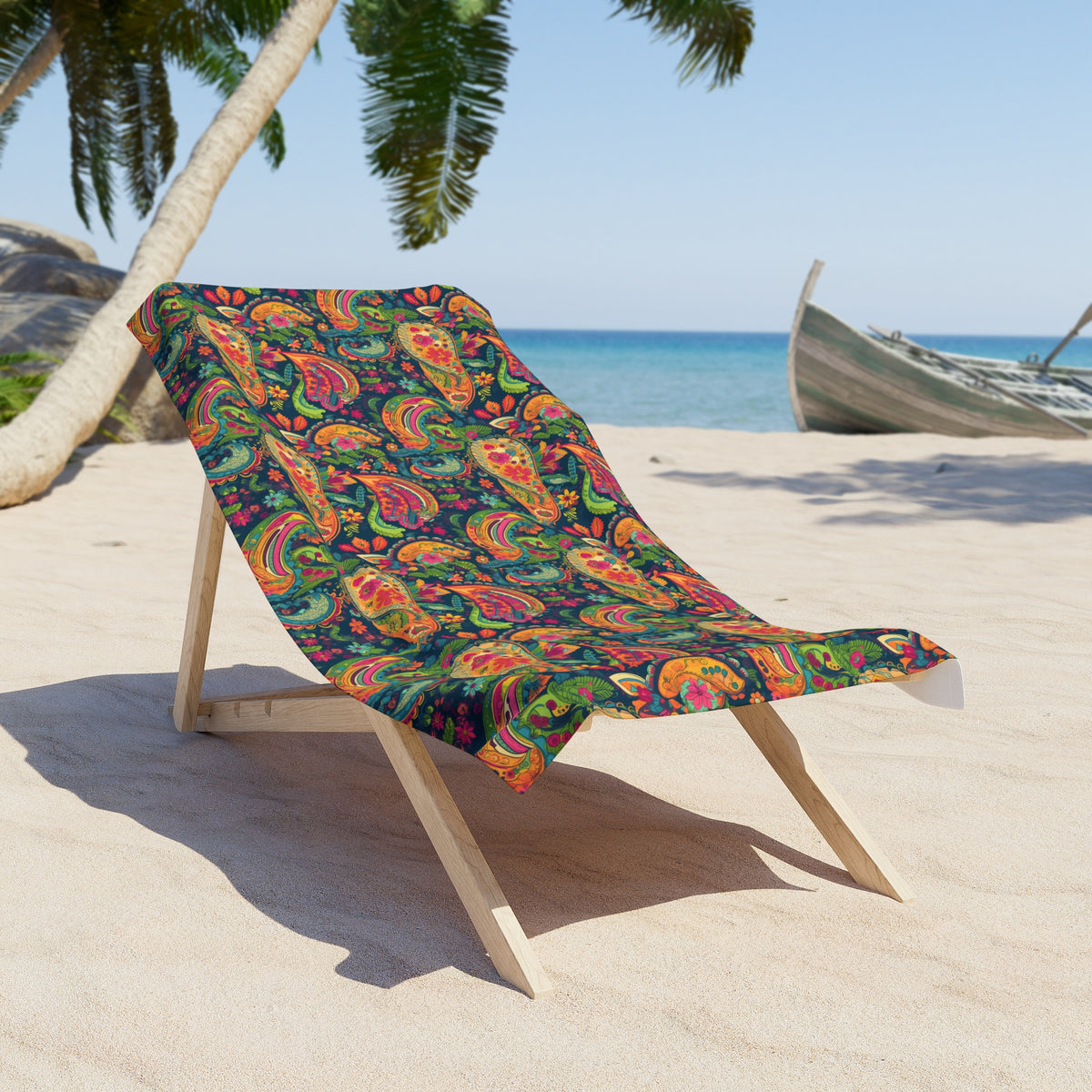 Psychedelic Paisley Party Luxurious Beach Towel - A Vibrant Splash of Retro Chic, Mod Color, Bright, Fun! Available in 2 sizes.