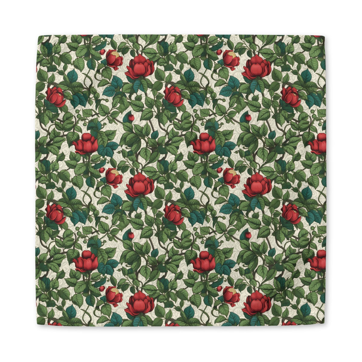 Classic Red Rose & Vine napkin, 22 inch dinner size, product mockup