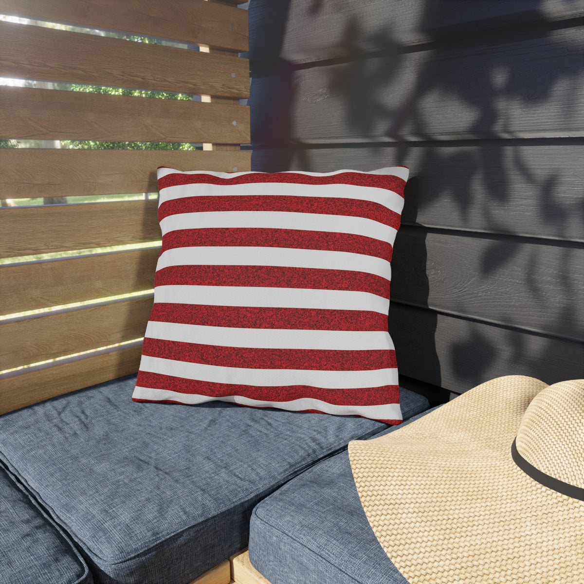 Sparkle Stripes Square Outdoor Pillow - Spun Polyester - Double-Sided Print - Concealed Zipper - Available in 3 sizes.