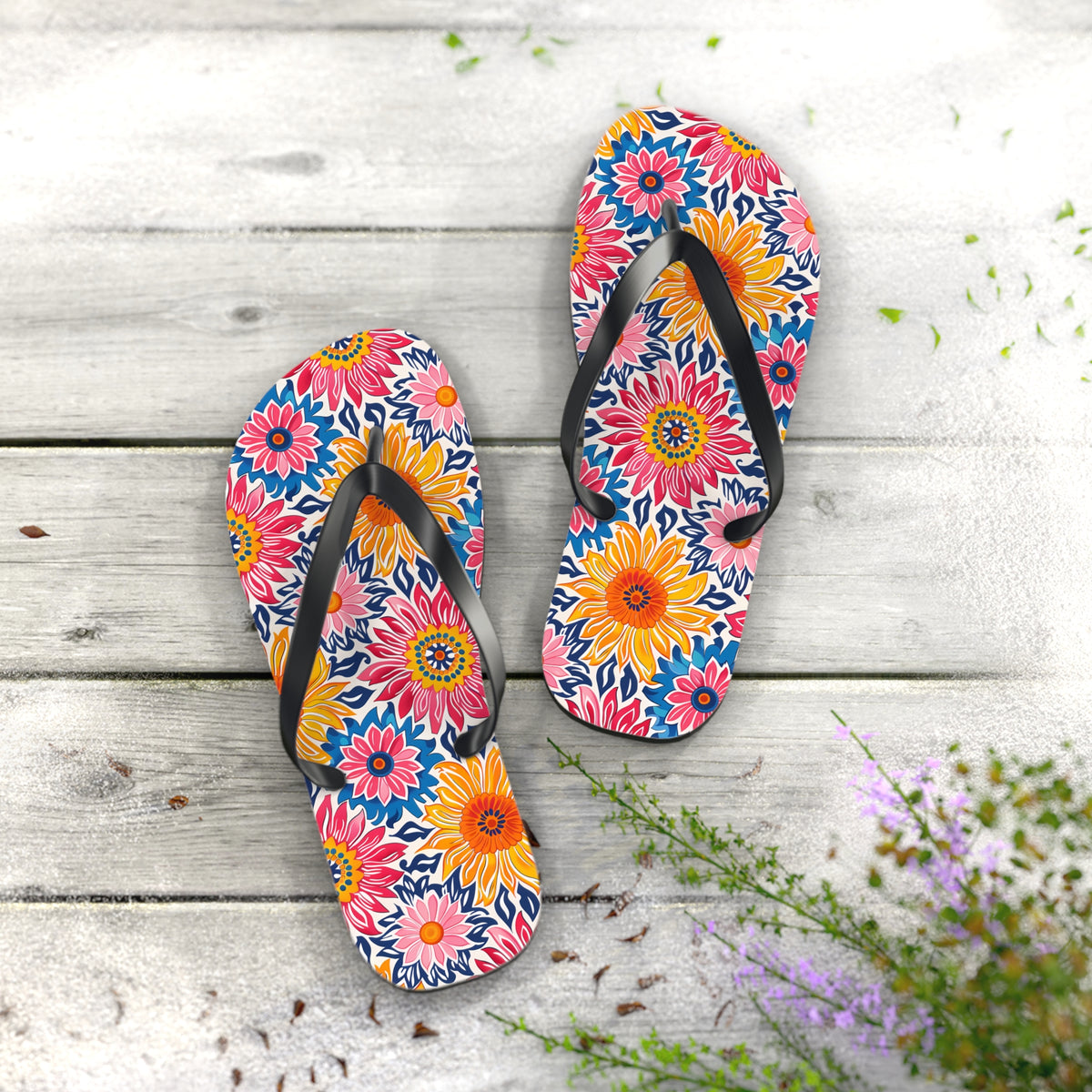 Sunsplash Petals Flip Flops. 5/8" Thick Comfortable Summer or Winter Gym/Sauna Footwear for Men and Women.