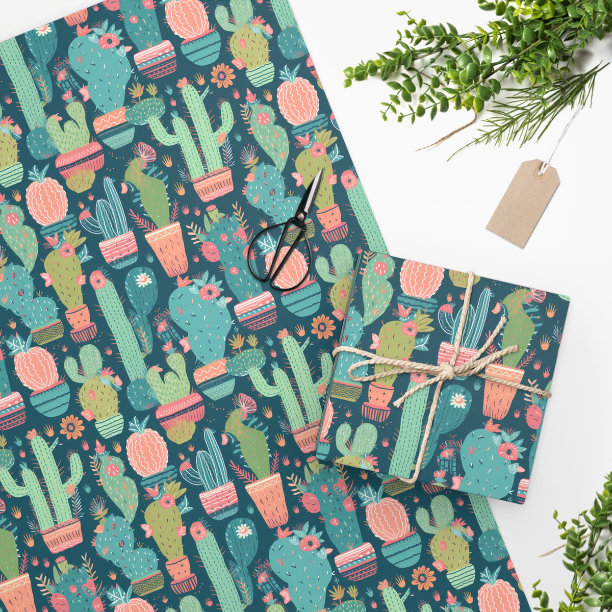 Cactus Cacophany Wrapping Paper. Add a Whimsical Cactus Touch to Your Gift! Available in 2 sizes.