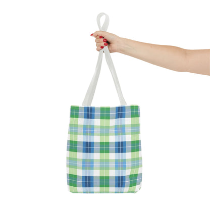 Spring Mist Plaid Tote Bag - Tote Your Essentials in Style - Fresh Plaid for Bright Days! Available in 3 sizes.