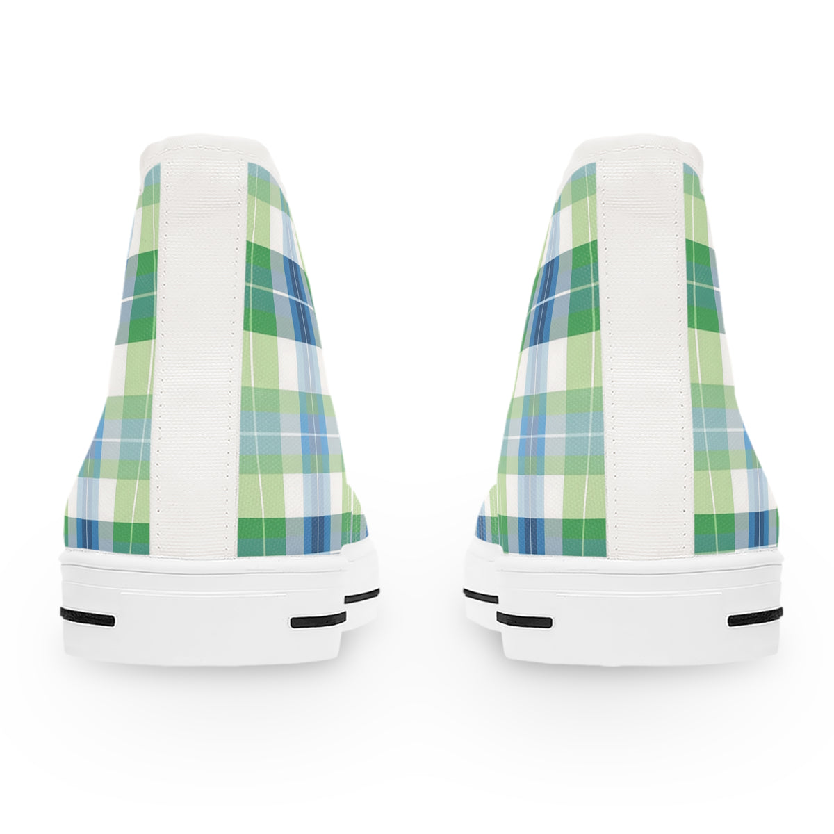 Spring Mist Plaid Ladies' High Top Sneakers - Step Bright, Stand Tall - Vibrancy at Every Turn!
