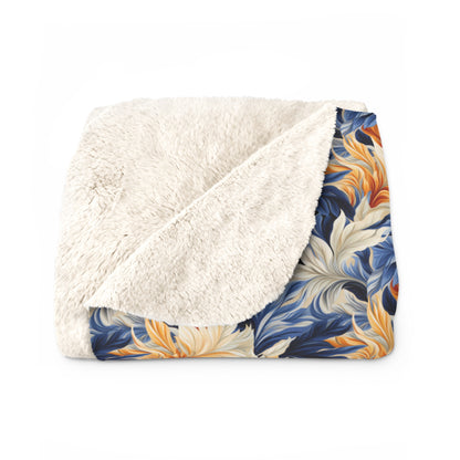 Feathered Fresco Fusion Sherpa Fleece Blanket - Wrap Yourself in Whimsy - A Tapestry of Comfort and Style! Available in 2 sizes.