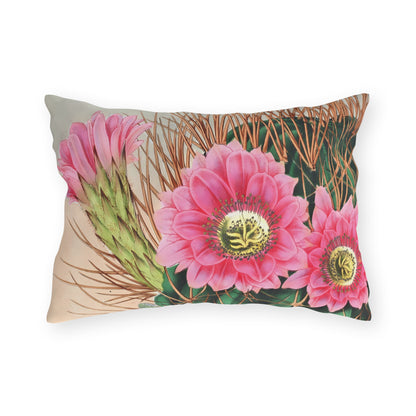 Blooming Cactus Outdoor Lumbar Pillow - Spun Polyester - Double-Sided Print - UV-Resistant - Water-Resistant - Lumbar Size: 20 x 14