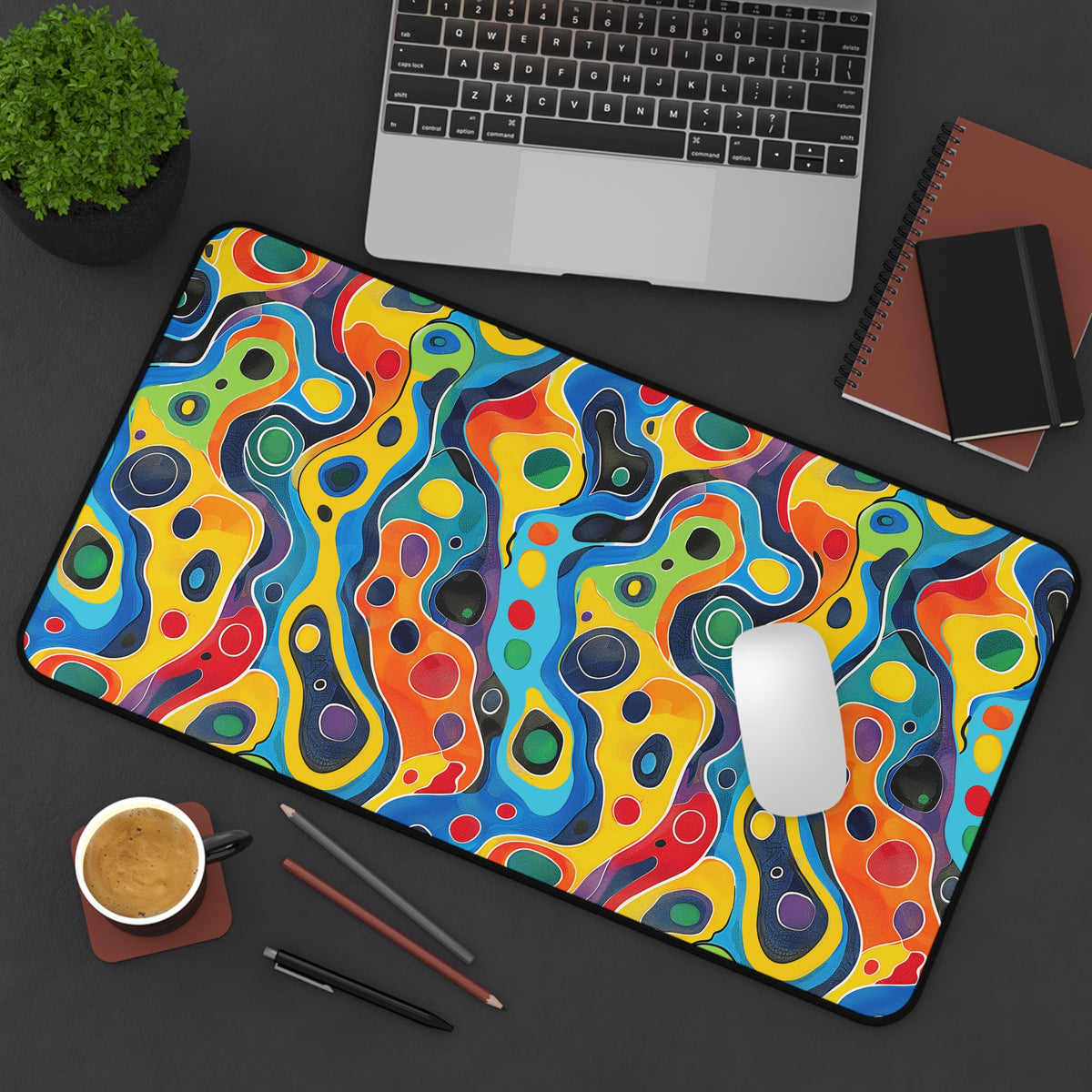 Groovy Splash Desk Mat (Desk Pad) - Bring the Funk of the '60s to Your Desk! Available in 3 sizes.