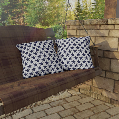 Starry Salute Square Outdoor Pillow - Spun Polyester - Double-Sided Print - Concealed Zipper - Available in 3 sizes.
