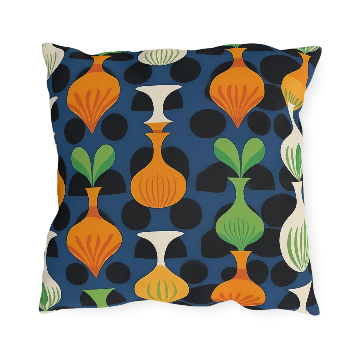 Mod Floating Vases Square Outdoor Pillow - Spun Polyester - Double-Sided Print - UV-Resistant - Water-Resistant - Available in 3 sizes.
