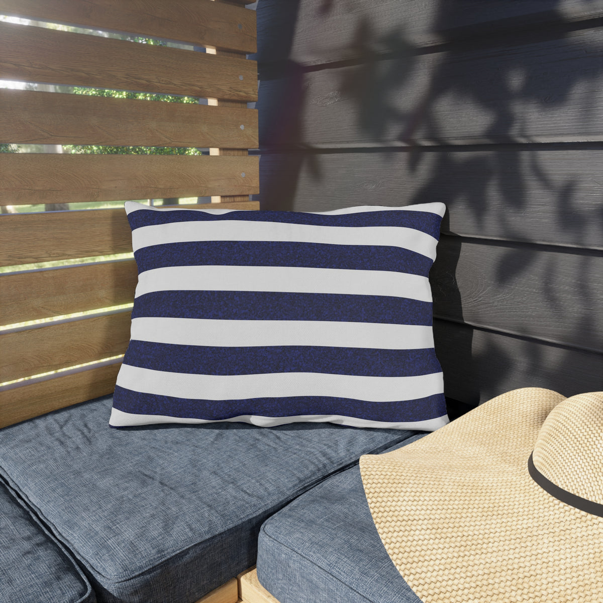 Classic Stripes Celebration Outdoor Lumbar Pillow - Spun Polyester - 20" x 14" - Double-Sided Print - Concealed Zipper