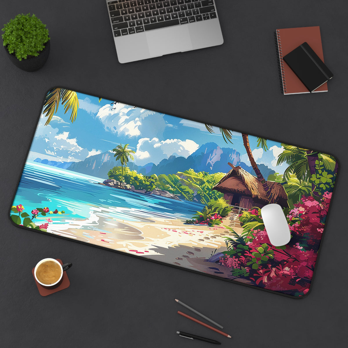 Bougainvillea Island Paradise Desk Mat (Desk Pad) - Escape to a Tropical Oasis with Every Task! Available in 3 sizes.