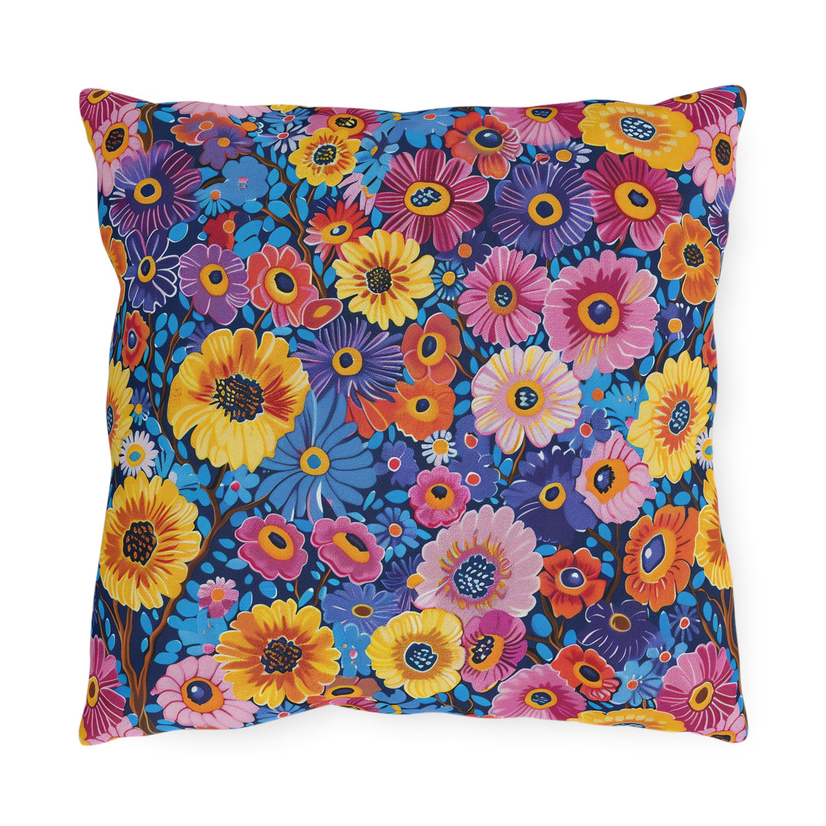 Midnight Garden Whimsy Square Outdoor Pillow - Spun Polyester - Double-Sided Print - UV-Resistant - Water Resistant - Available in 3 sizes.