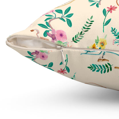Spring Bicycle Square Throw Pillow - Spun Polyester - Double-Sided Print - Concealed Zipper - Available in 7 Sizes