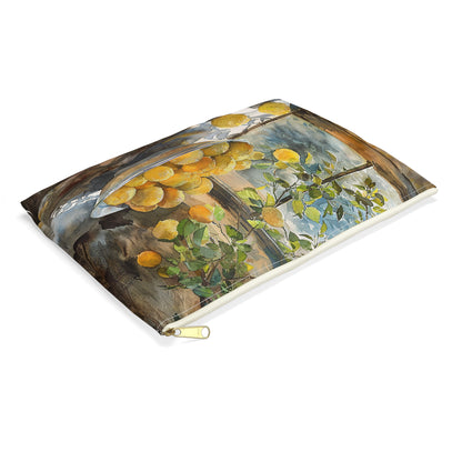 Morning Light on Lemons Accessory Pouch - Bring a Slice of Sun-Kissed Serenity to Your Day! Available in 2 sizes.
