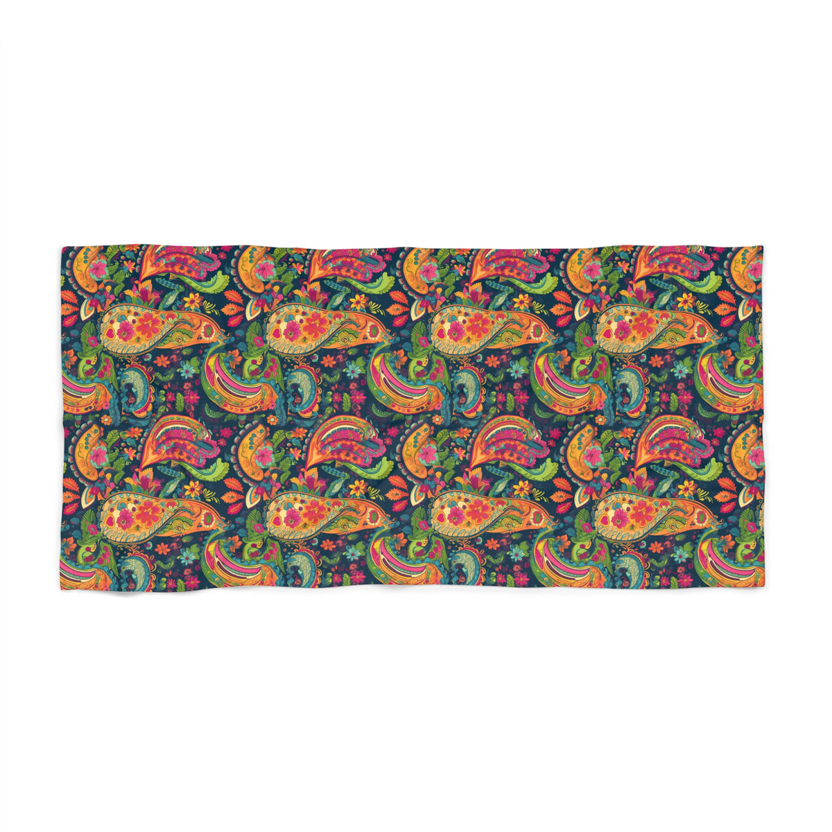 Psychedelic Paisley Party Luxurious Beach Towel - A Vibrant Splash of Retro Chic, Mod Color, Bright, Fun! Available in 2 sizes.