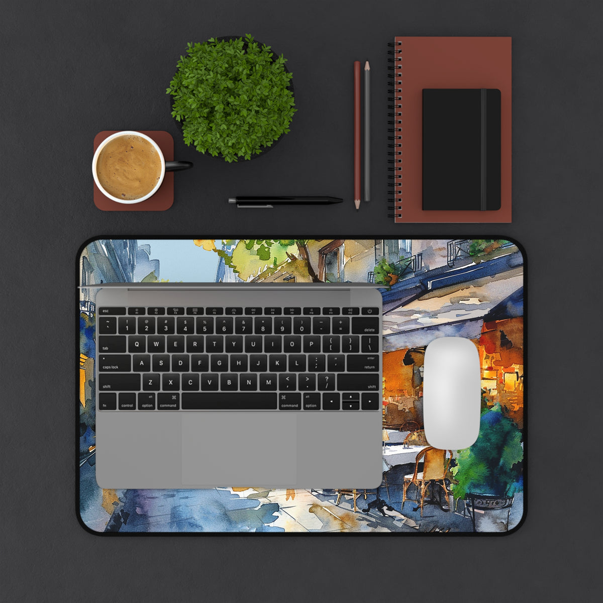 Parisian Bistro Bliss Desk Mat (Desk Pad) - Work in Paris – Where Elegance Meets Productivity! Available in 3 sizes.
