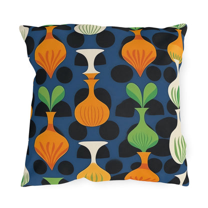 Mod Floating Vases Square Outdoor Pillow - Spun Polyester - Double-Sided Print - UV-Resistant - Water-Resistant - Available in 3 sizes.