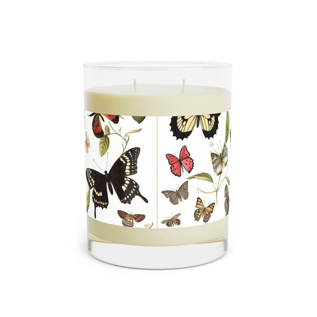 Botanical Butterflies 100% Soy Wax Scented Candle - 11 oz. Full-Glass, Phthalate-Free & Lead-Free - Three Fragrance Options