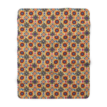 Moorish Mosaic Majesty Sherpa Fleece Blanket - Wrap Yourself in Worldly Elegance - Where History Meets Home Comfort! Available in 2 sizes.