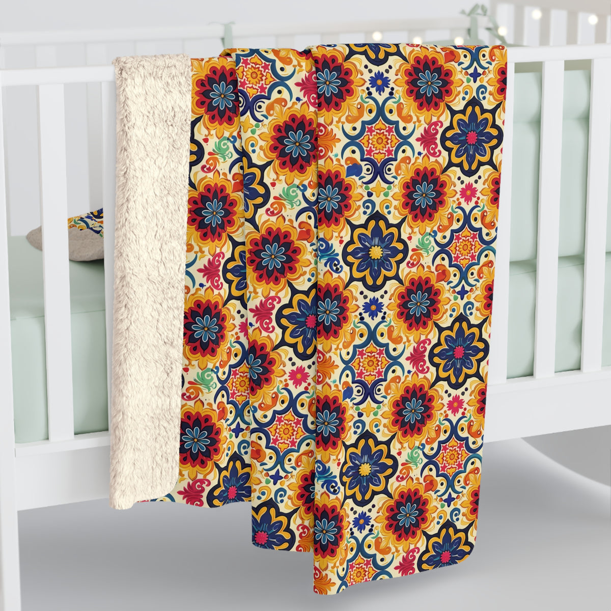 Moorish Mosaic Majesty Sherpa Fleece Blanket - Wrap Yourself in Worldly Elegance - Where History Meets Home Comfort! Available in 2 sizes.